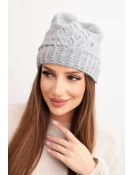 Dámská zimní čepice z vlny s a prodlouženými stranami fialová model 21865214 - K-Fashion Dámská zimní čepice z vlny s a prodlouženými stranami fialová model 21865214 - K-Fashion