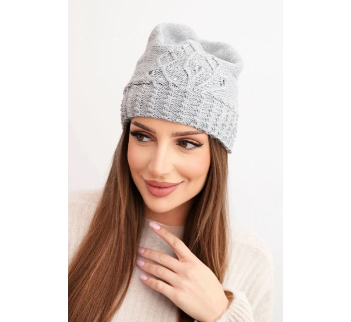 Dámská zimní čepice z vlny s a prodlouženými stranami fialová model 21865214 - K-Fashion Dámská zimní čepice z vlny s a prodlouženými stranami fialová model 21865214 - K-Fashion