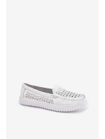 Kožené Dámské Mokasíny S Vzorováním Vinceza 88028 Bílé