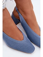 Materiálové dámské sandály na podpatku Modré Marcellé