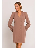 Šaty M793 Blazer se zlatým knoflíkem – mocca Šaty M793 Blazer se zlatým knoflíkem – mocca