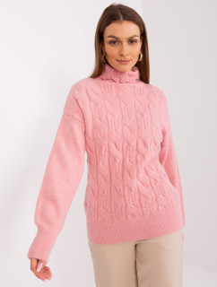 Světle růžový dámský svetr s manžetami