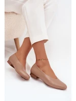 Dámské eko kožené baleríny na plochém podpatku Olyssia – béžové