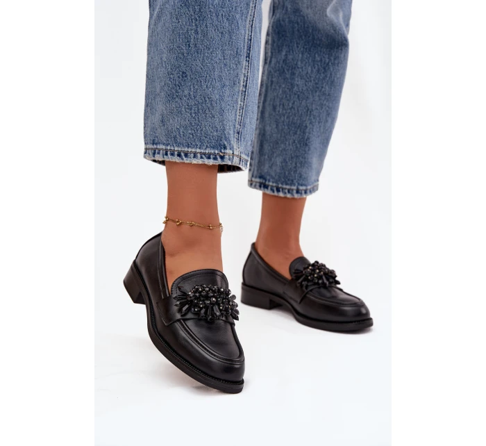 Dámské polobotky (mokasíny) s ozdobou Murelle – černé