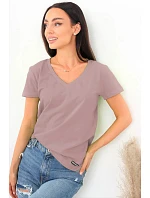 Dámské tričko Serek s krátkým rukávem hnědé - Off Pink