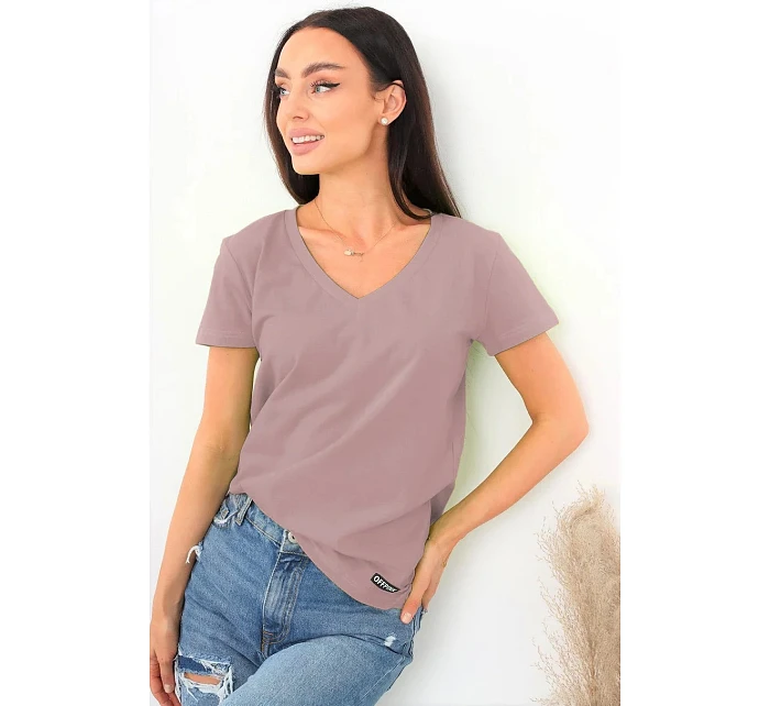 Dámské tričko Serek s krátkým rukávem hnědé - Off Pink