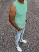 Pánské tričko bez rukávů s potiskem mátové FashionStreet RX4916 Pánské tričko bez rukávů s potiskem mátové FashionStreet RX4916