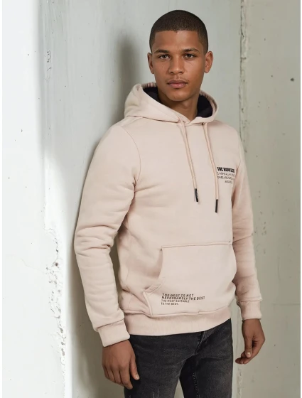 Pánská mikina s kapucí světle béžová Dstreet model 21975994 - FashionStreet Pánská mikina s kapucí světle béžová Dstreet model 21975994 - FashionStreet