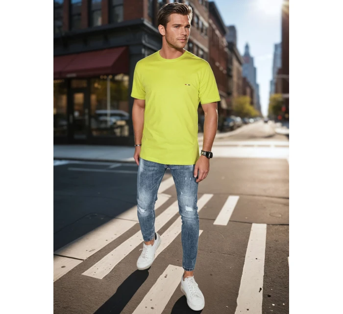 Pánské tričko s výšivkou žluté FashionStreet RX5637 Pánské tričko s výšivkou žluté FashionStreet RX5637