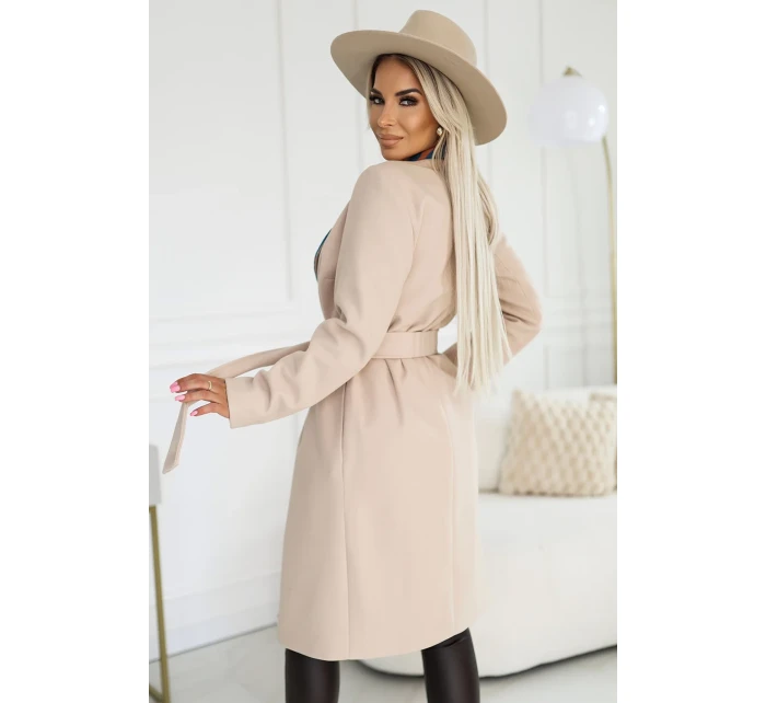 béžový dámský kabát s barevnou v model 20823790 - numoco