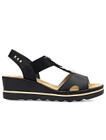 Dámské sandály na podpatku pohodlné černé model 22063551 - Rieker Dámské sandály na podpatku pohodlné černé model 22063551 - Rieker