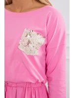 Šaty s flitrovou kapsou světle růžové Šaty s flitrovou kapsou světle růžové