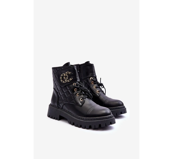 Dámské boty Workery s ozdobou černou model 21632247 - Boto Dámské boty Workery s ozdobou černou model 21632247 - Boto