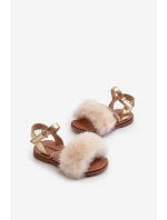Dětské sandálky na suchý zip s kožíškem Zlaté Rosavere Dětské sandálky na suchý zip s kožíškem Zlaté Rosavere
