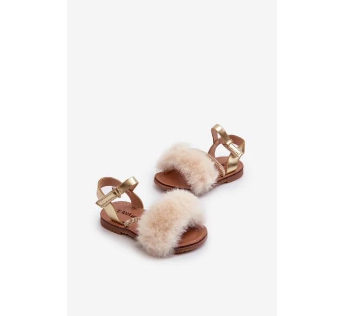Dětské sandálky na suchý zip s kožíškem Zlaté Rosavere Dětské sandálky na suchý zip s kožíškem Zlaté Rosavere