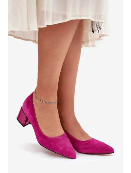 Semišové Hladké Lodičky S   Fuchsie model 21686681 - VINCEZA