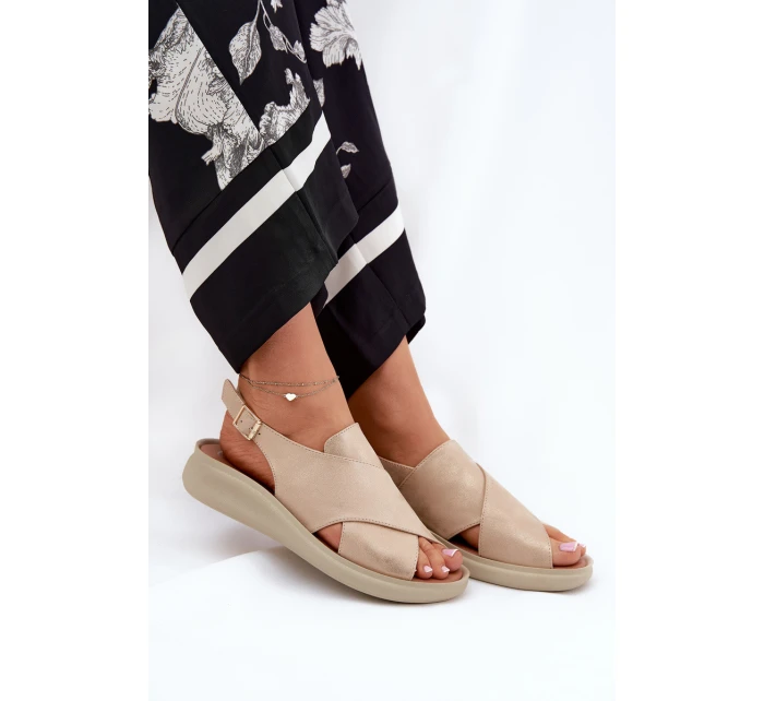 Dámské Sandály Z Eko Kůže Zlaté model 21691831 - Boto