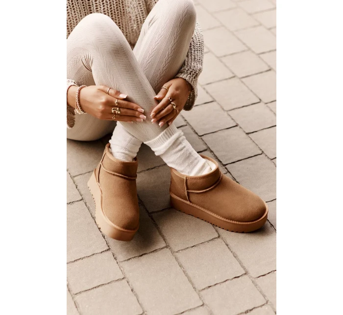 Kožené Semišové Sněhule Na Platformě Camel Nereviana