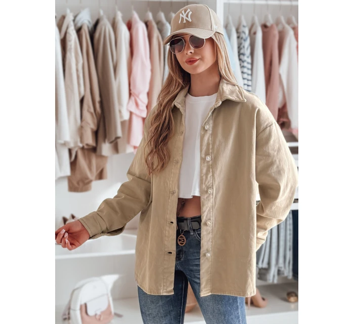 Dámská přechodná košilová bunda oversize KOSMOJACK c.beige FashionStreet TY4841