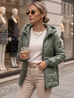Dámská prošívaná přechodová bunda s kapucí, zelená, FashionStreet TY5802
