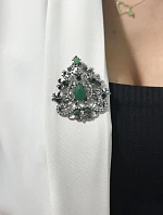 Brož XZ459-191 stříbrná + zelená