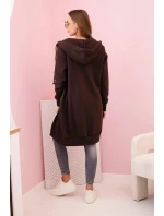 Dámská zateplená mikina s kapucí a zipem hnědý