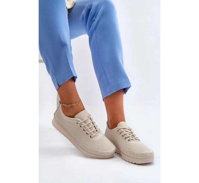 Kožené Sportovní Dámské Tenisky Beige Lalnai Kožené Sportovní Dámské Tenisky Beige Lalnai