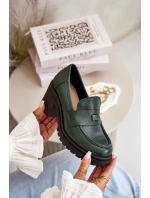 model 21669241 Elegantní dámské polobotky na podpatku přírodní kůže tmavě zelené - Zazoo model 21669241 Elegantní dámské polobotky na podpatku přírodní kůže tmavě zelené - Zazoo