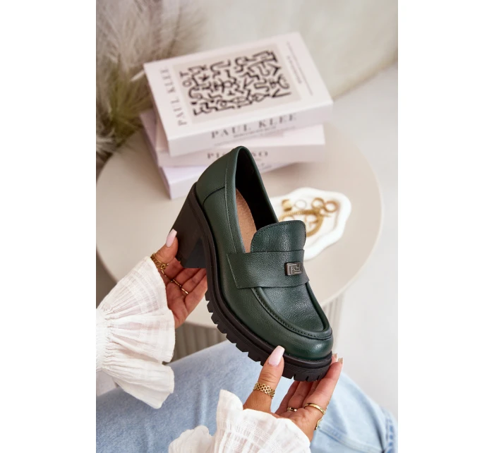 model 21669241 Elegantní dámské polobotky na podpatku přírodní kůže tmavě zelené - Zazoo model 21669241 Elegantní dámské polobotky na podpatku přírodní kůže tmavě zelené - Zazoo