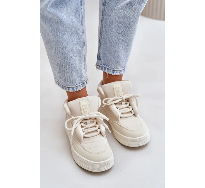 Zateplené dámské tenisky Big Star OO274A531 Krémové Zateplené dámské tenisky Big Star OO274A531 Krémové