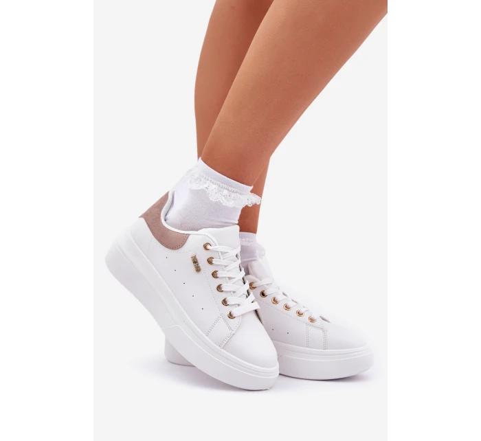 Dámské Sneakersy Na Platformě Eko Kůže Bílé Lelandine Dámské Sneakersy Na Platformě Eko Kůže Bílé Lelandine