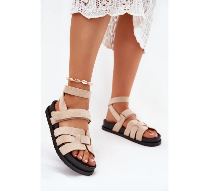 Eko Semišové Sandály Dámské S Béžové model 21699103 - Boto Eko Semišové Sandály Dámské S Béžové model 21699103 - Boto