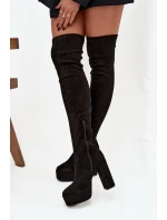 Kozačky na podpatku a platformě za koleno černé model 21744723 - Boto