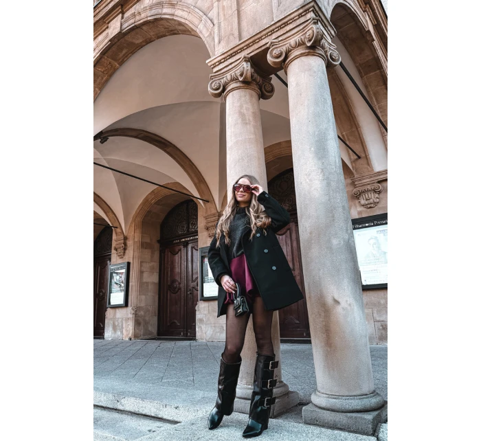 Dámské kozačky na platformě s lemem a přezkami Černé model 21747887 - Boto Dámské kozačky na platformě s lemem a přezkami Černé model 21747887 - Boto