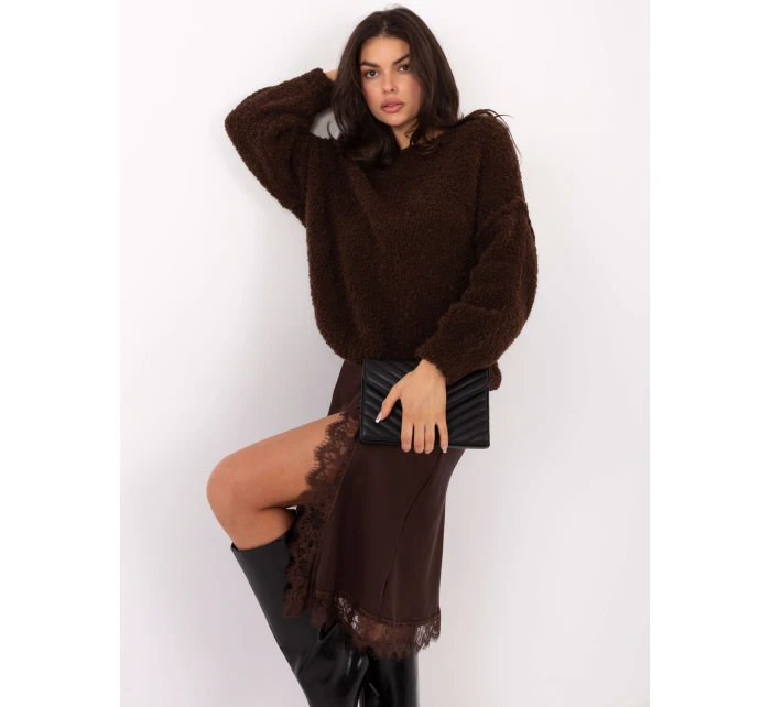 Sweter IT SW model 21730852 ciemny brązowy - FPrice Sweter IT SW model 21730852 ciemny brązowy - FPrice