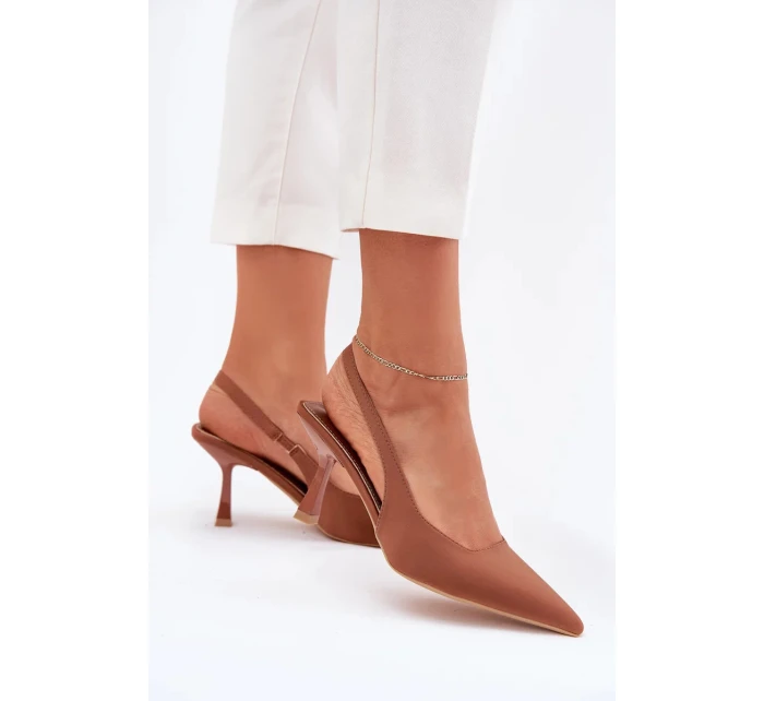 Dámské sandály na jehlovém podpatku Lunira – camel Dámské sandály na jehlovém podpatku Lunira – camel