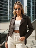 Kurtka damska ramoneska z na brązowa model 22084509 - FashionStreet Kurtka damska ramoneska z na brązowa model 22084509 - FashionStreet