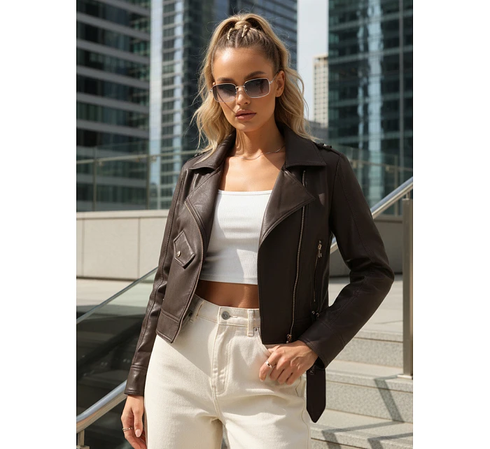 Kurtka damska ramoneska z na brązowa model 22084509 - FashionStreet Kurtka damska ramoneska z na brązowa model 22084509 - FashionStreet