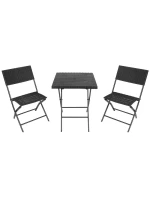 BALKONOVÝ NÁBYTEK SET STŮL 58X58X70CM A 2 ŽIDLE ČERNÁ