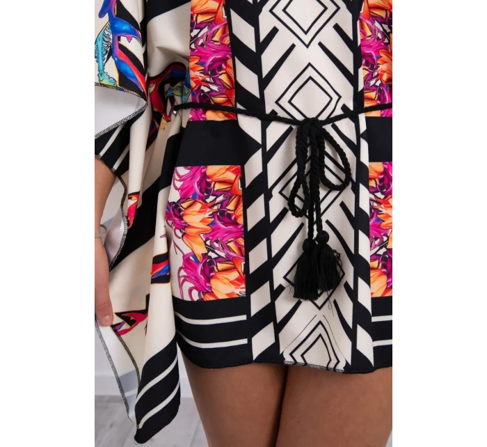 Netopýří šaty s vázáním v pase ecru