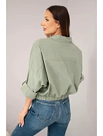 Dámská jarní bavlněná bunda s kapsami a model 22277403 khaki - K-Fashion
