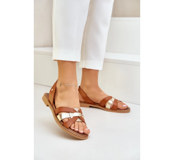 model 21684117 Dámské kožené sandály hnědé - Zazoo