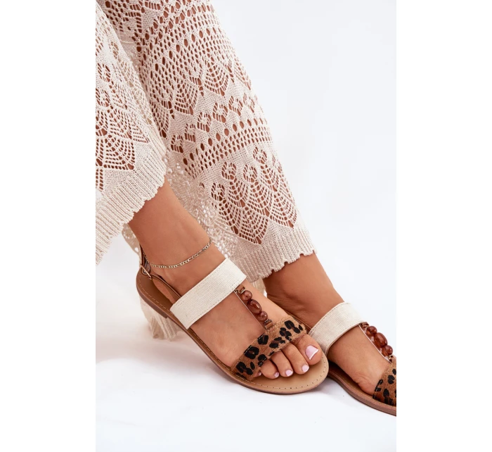 Ploché Dámské Sandály S Leopardí Hnědé model 21702265 - Boto