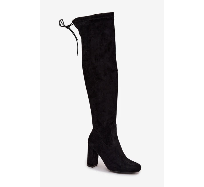 Dámské semišové kozačky na vysokém podpatku Černá Xamarin