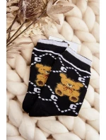 Teplé Bavlněné Ponožky S Medvídkem, Černá Teplé Bavlněné Ponožky S Medvídkem, Černá