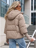 Dámská zimní prošívaná bunda s kapucí, světle béžová, FashionStreet TY5827 Dámská zimní prošívaná bunda s kapucí, světle béžová, FashionStreet TY5827