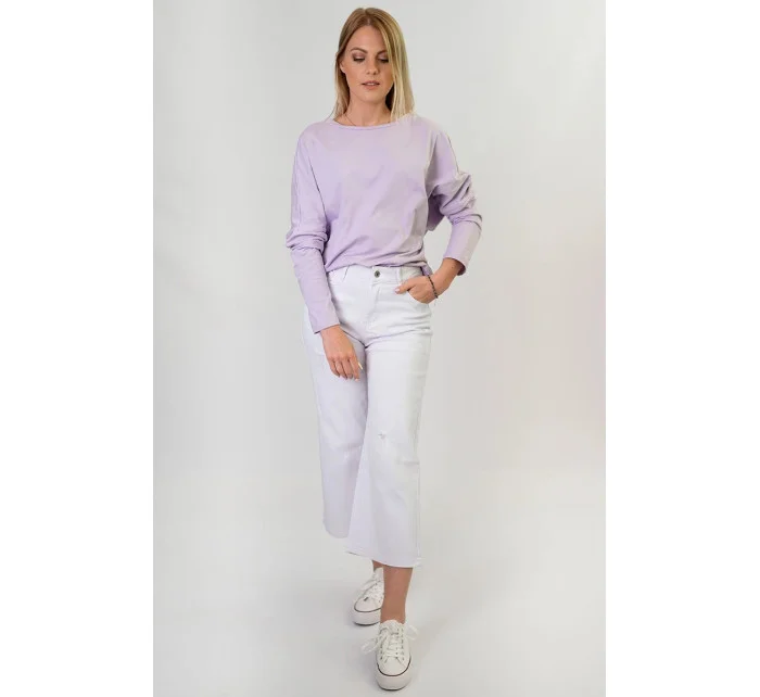 Široké dámské zvonové kalhoty v bílé barvě (B102) Široké dámské zvonové kalhoty v bílé barvě (B102)