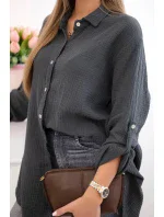 Bavlněná mušelínová košile Plus Size grafit Bavlněná mušelínová košile Plus Size grafit