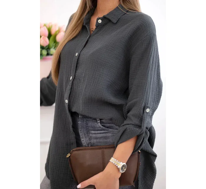 Bavlněná mušelínová košile Plus Size grafit Bavlněná mušelínová košile Plus Size grafit