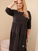 Dámská bavlněná sukni Plus Size s volánky a ohrnutým rukávem hnědá